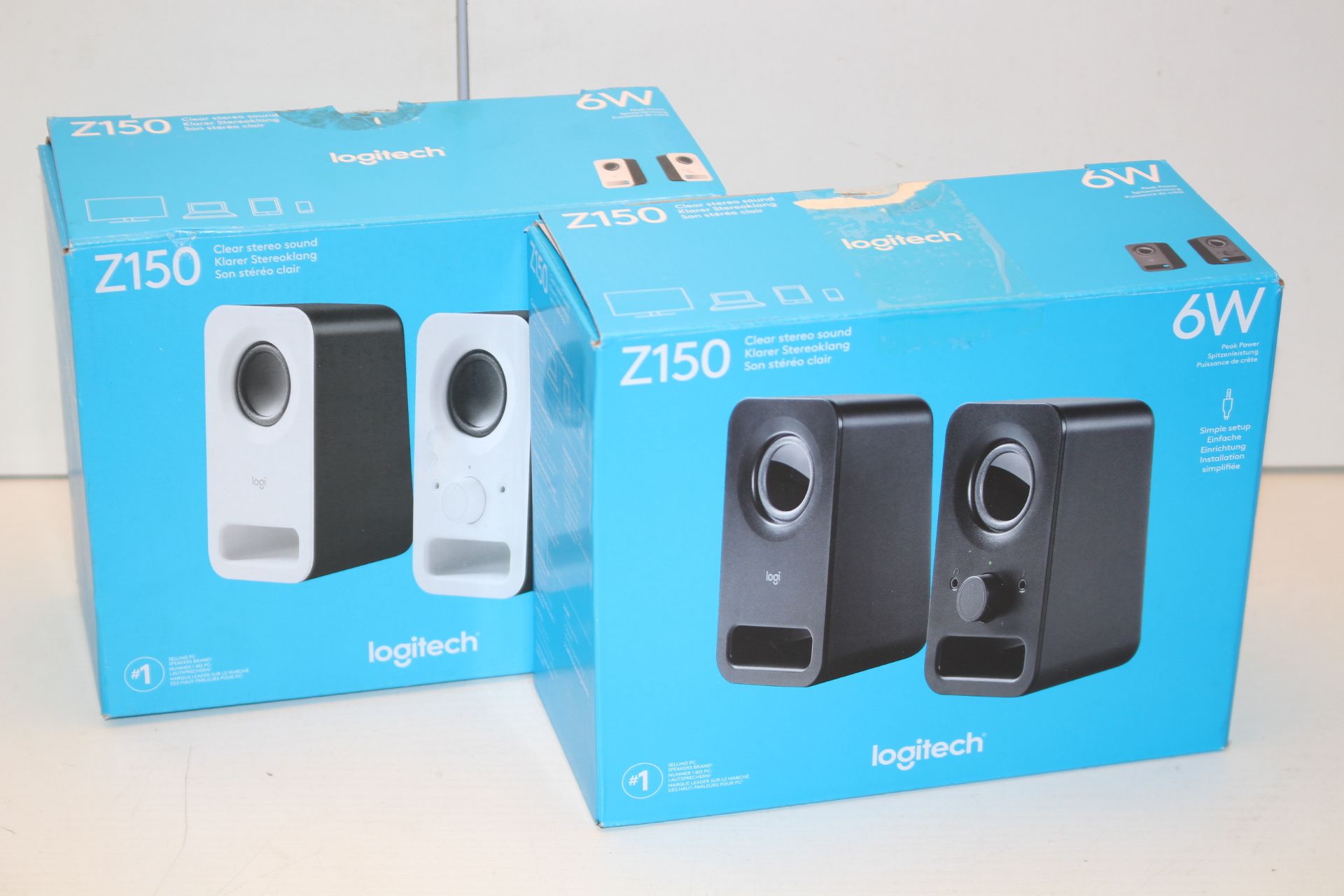 2X BOXED LOGITECH Z150 6W STEREO PC SPEAKERS COMBINED RRP £60.00Condition ReportAppraisal