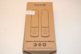 BOXED SALTER STAINLESS STEEL ELECTRONIC MILL SET RRP £29.99Condition ReportAppraisal Available on