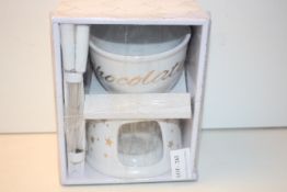 BOXED MINI CERAMIC CHOCOLATE FONDUE SET Condition ReportAppraisal Available on Request- All Items