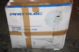 BOXED PRO ELEC 16" PEDESTAL FAN WHITE Condition ReportAppraisal Available on Request- All Items