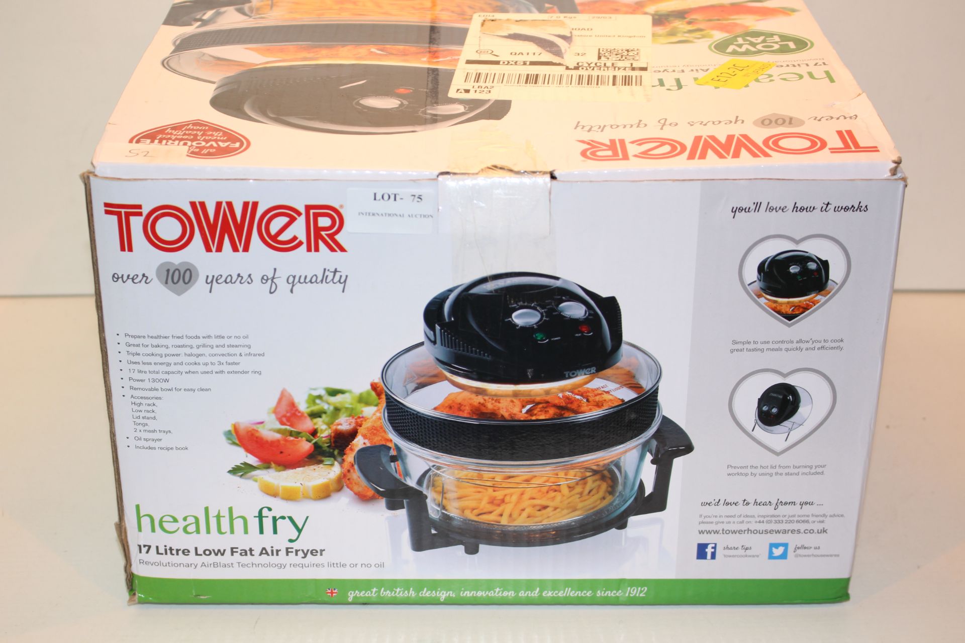 BOXED TOWER HEALTHFRY 17 LITRE LOW FAT AIR FRYER RRP £39.99Condition ReportAppraisal Available on