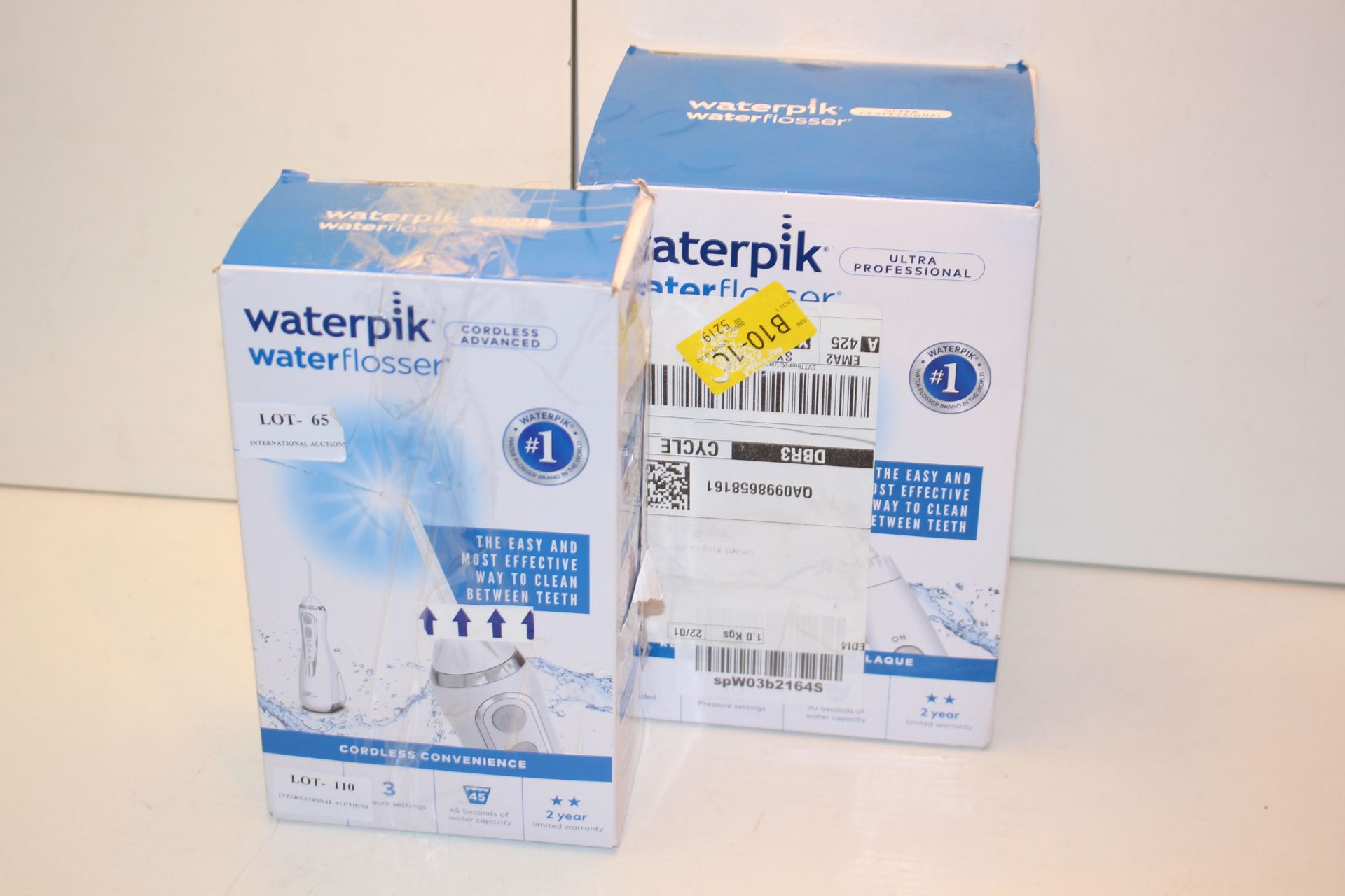 2X BOXED ASSORTED WATERPIK WATER FLOSSERS TO INCLUDE CORDLESS ADVANCED & ULTRA PROFESSIONAL