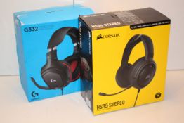 2X BOXED ASSORTED GAMING HEADSETS BY CORSAIR & LOGITECH Condition ReportAppraisal Available on