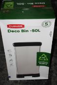 BOXED CURVER DECO 50L PEDAL BIN RRP £44.99Condition ReportAppraisal Available on Request- All