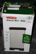 BOXED CURVER DECO 50L PEDAL BIN RRP £44.99Condition ReportAppraisal Available on Request- All