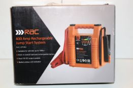 BOXED RAC 400 AMP RECHARGEABLE JUMP START SYSTEM RRP £35.99Condition ReportAppraisal Available on