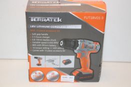 BOXED TERRATEK 18V LITHIUM CORDLESS DRILL MODEL: FUT18V01-3 RRP £32.99Condition ReportAppraisal