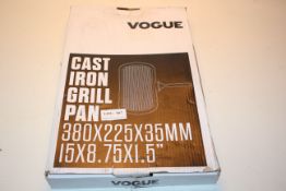 BOXED VOGUE CAST IRON GRILL PAN 380 X 225 X 35 MM RRP £39.99Condition ReportAppraisal Available on