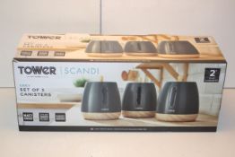 BOXED TOWER SCANDI GREY SET OF 3 CANISTERS RRP £29.99Condition ReportAppraisal Available on Request-