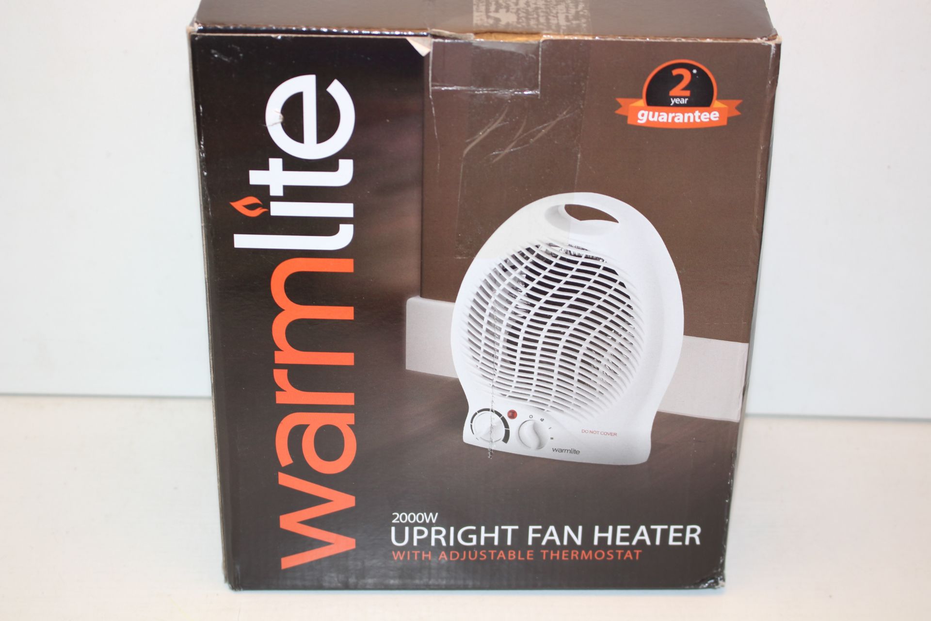 BOXED WARMLITE 2000W UPTRIGHT FAN HEATER WITH ADJUSTABLE THERMOSTAT RRP £17.99Condition