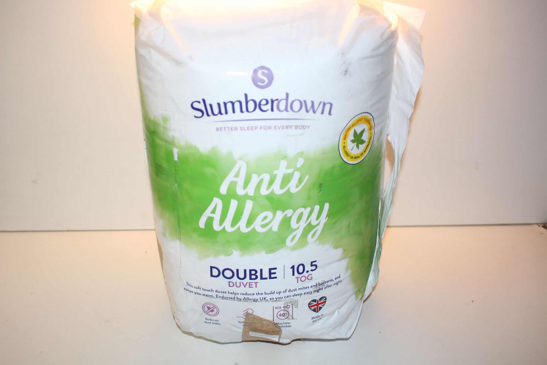 BAGGED SLUMBERDOWN ANTI ALLERGY DOUBLE DUVET 10.5TOG RRP £23.89Condition ReportAppraisal Available