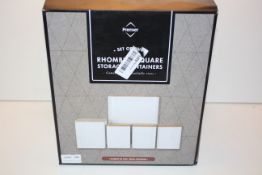 BOXED PREMIER SET OF FIVE RHOMBUS SQUARE STORAGE CONTAINERS RRP £18.99Condition ReportAppraisal