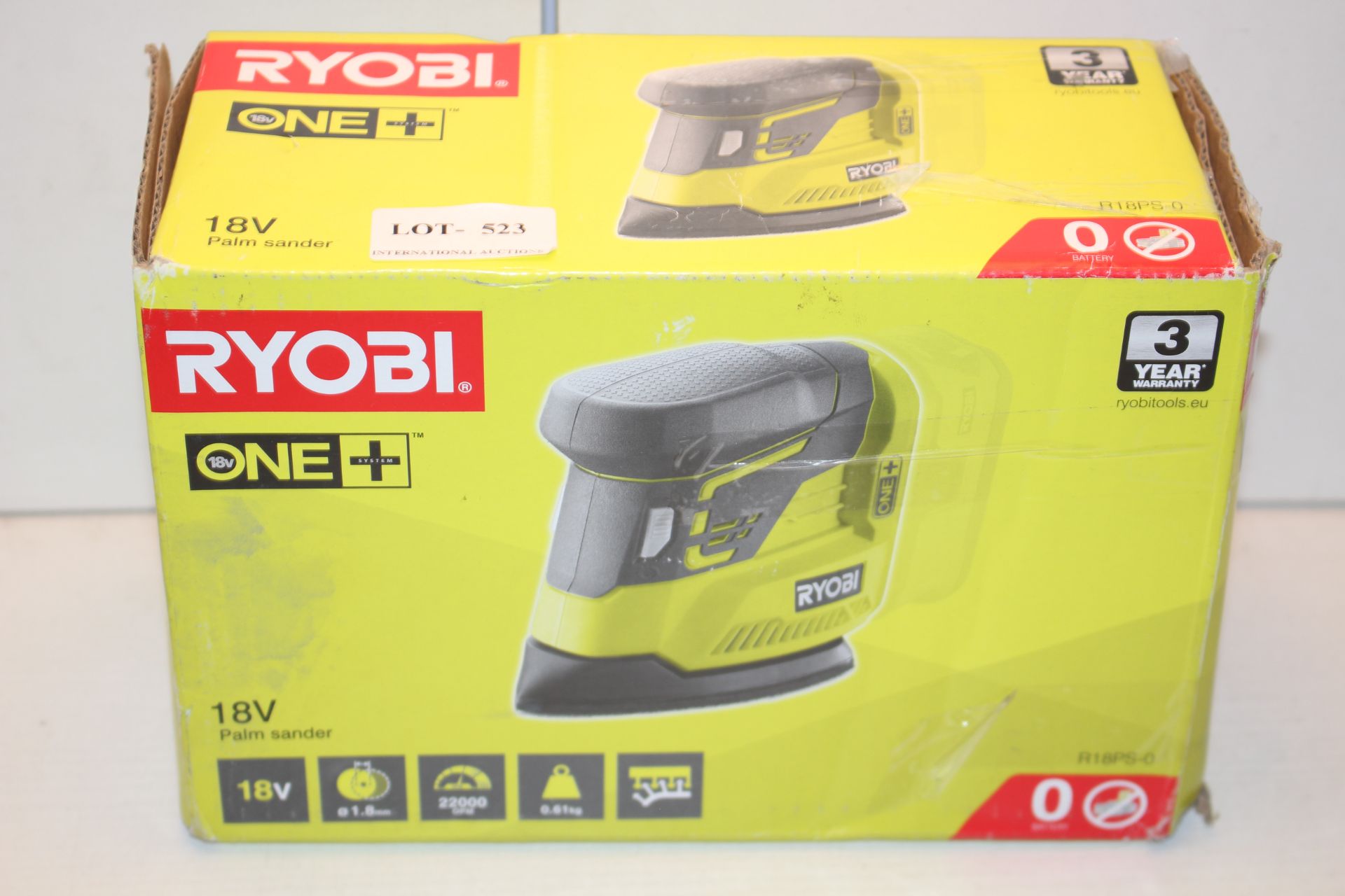 BOXED RYOBI ONE+ 18V PALM SANDER Condition ReportAppraisal Available on Request- All Items are