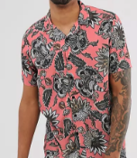 Jacamo revere collar shirt with pink tropical print SIZE LARGE RRP £28Condition ReportBRAND NEW