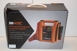 BOXED RAC 400 AMP RECHARGEABLE JUMP START SYSTEM RRP £35.99Condition ReportAppraisal Available on