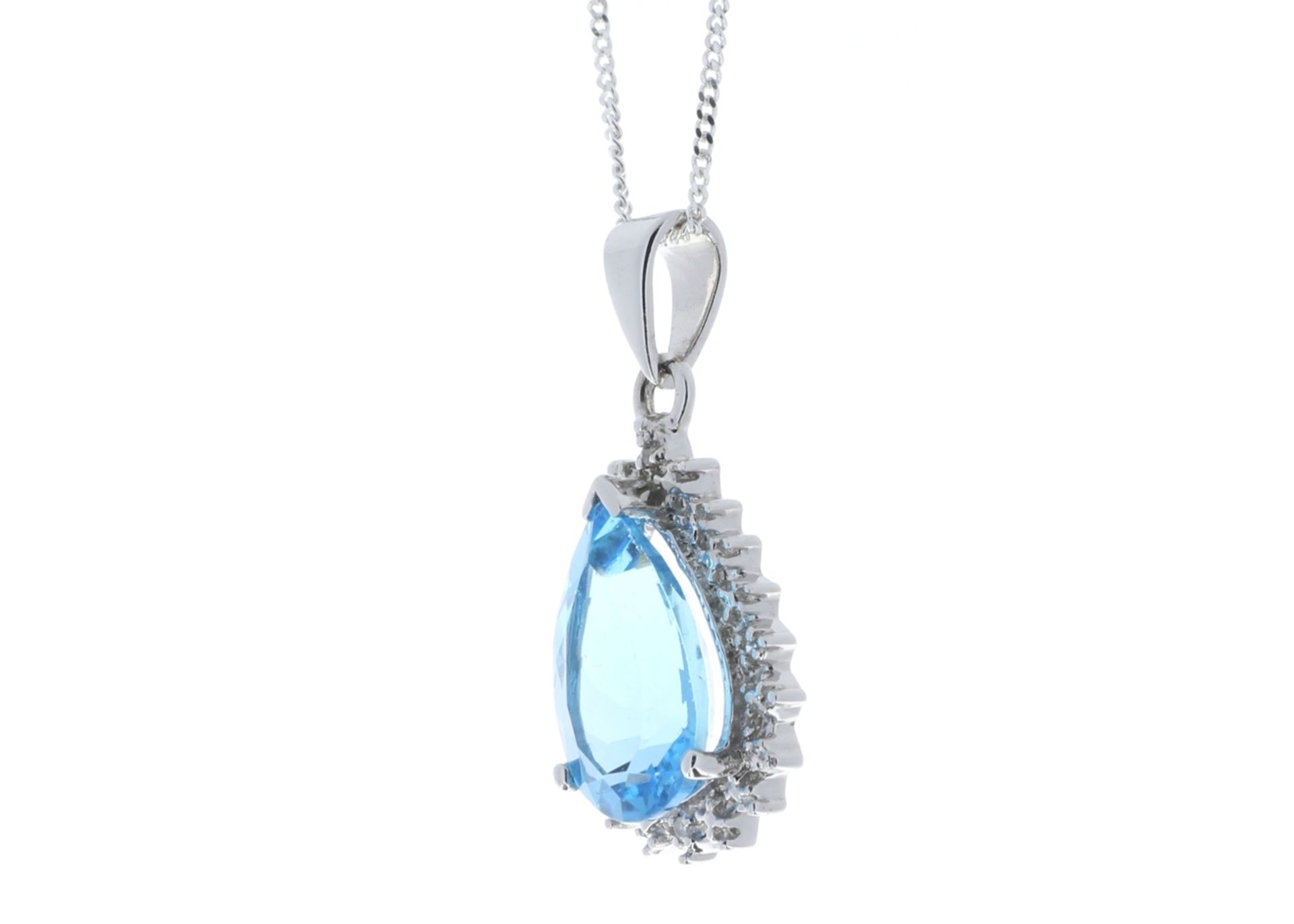 9ct White Gold Diamond And Blue Topaz Pendant 0.01 Carats - Valued by GIE £1,220.00 - 9ct White Gold - Image 4 of 6