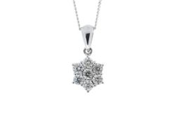 9ct White Gold Diamond Flower Pendant 0.45 Carats - Valued by GIE £4,095.00 - 9ct White Gold Diamond