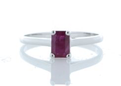 9ct White Gold Single Stone Emerald Cut Ruby Ring 0.70 Carats - Valued by AGI £1,895.00 - 9ct