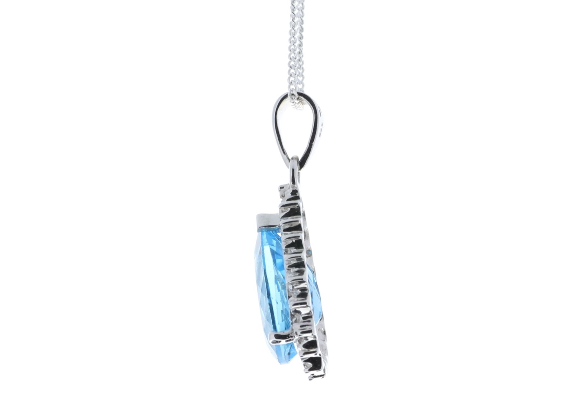 9ct White Gold Diamond And Blue Topaz Pendant 0.01 Carats - Valued by GIE £1,220.00 - 9ct White Gold - Image 3 of 6