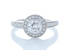 18ct White Gold Single Stone With Halo Setting Ring (0.63) 0.91 Carats - Valued by IDI £9,250.00 -