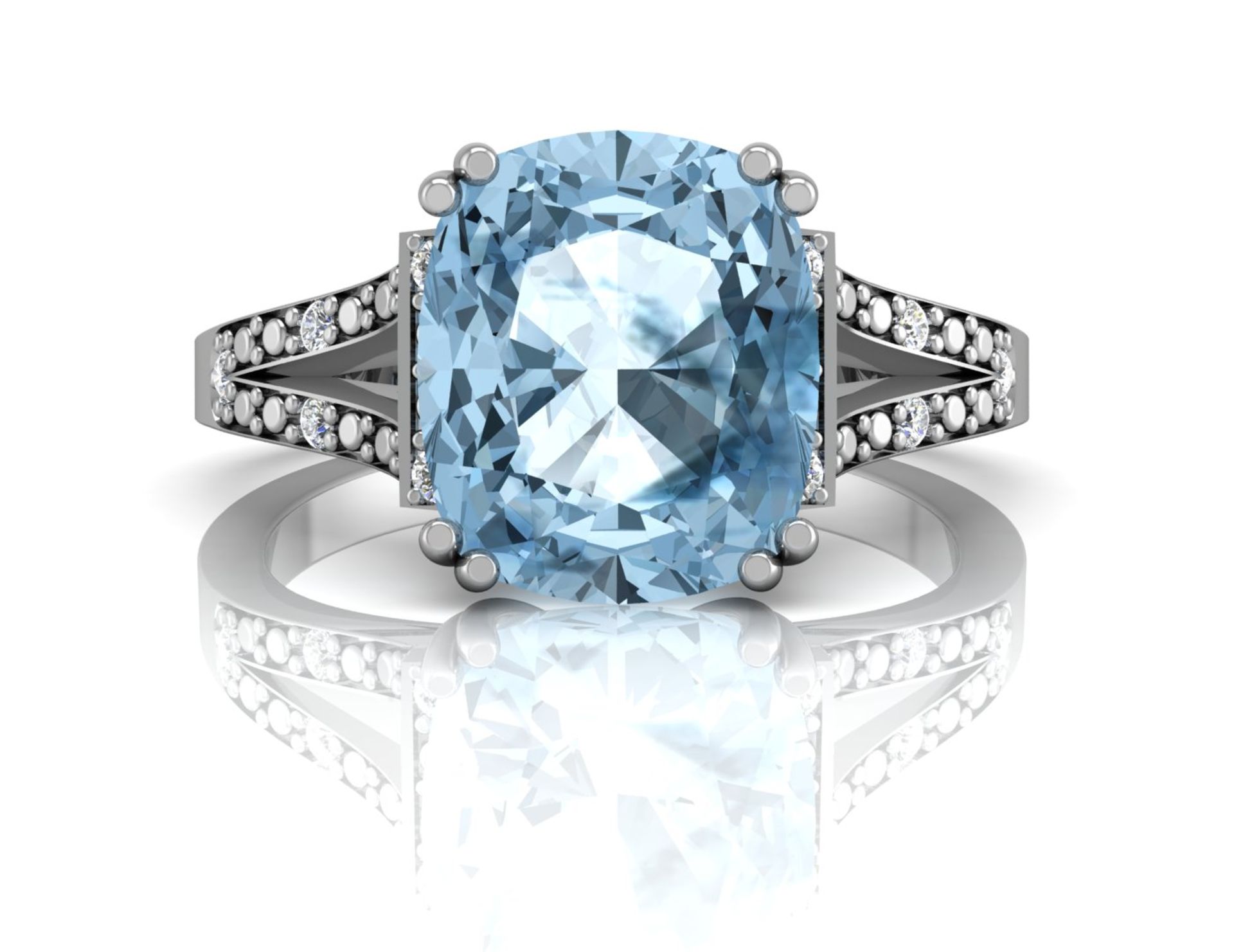 9ct White Gold Diamond And Blue Topaz Ring 0.07 Carats - Valued by GIE £2,945.00 - 9ct White Gold - Image 4 of 5