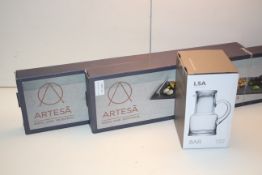 3X BOXED ITEMS TO INCLUDE ARTESA SERVING PLATTERS & LSA INTERNATIONAL CARAFE & TUMBLER SET Condition