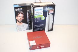 3X BOXED ASSORTED ITEMS TO INCLUDE PHILIPS SONICARE, BRAUN ALL-IN-ONE TRIMMER & LUNA MIRROR (IMAGE