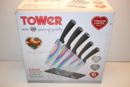 BOXED TOWER 5 PIECE TITANIUM COATED KNIFE SET RRP £34.65Condition ReportAppraisal Available on