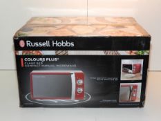 BOXED RUSSELL HOBBS COLOURS+ FLAME RED COMPACT MANUAL MICROWAVE OVEN RRP £54.99Condition