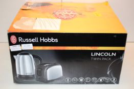 BOXED RUSSELL HOBBS LINCOLN TWIN PACK 2 SLICE TOASTER & KETTLE COMBO Condition ReportAppraisal