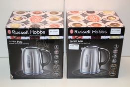 2X BOXED RUSSELL HOBBS QUIET BOIL STAINLESS STEEL KETTLE COMBINED RRP £76.00Condition