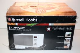 BOXED RUSSELL HOBBS COMPACT WHITE DIGITAL MICROWAVE Condition ReportAppraisal Available on