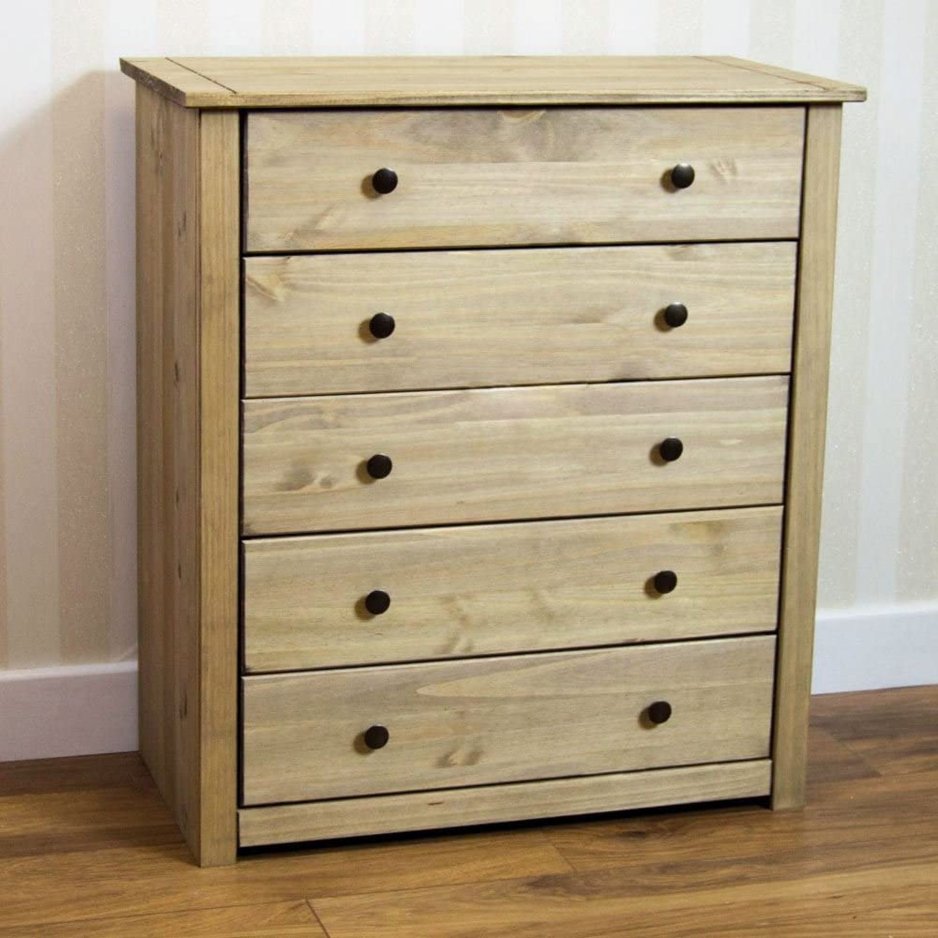 BOXED PANAMA 5 DRAWER CHEST SOLID PINE WOOD RRP £89.95Condition ReportAppraisal Available on