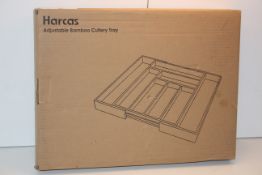 BOXED HARASS ADJUSTABLE BAMBOO CUTLERY TRAY Condition ReportAppraisal Available on Request- All