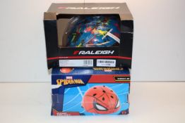 2X BOXED ASSORTED CHILDRENS HELMETS BY RALEIGH & MARVEL SPIDER-MAN (IMAGE DEPICTS STOCK)Condition