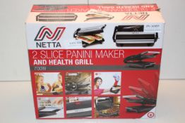 BOXED NETTA 2 SLICE PANINI MAKER AND HEALTH GRILL 700W RRP £28.99Condition ReportAppraisal Available