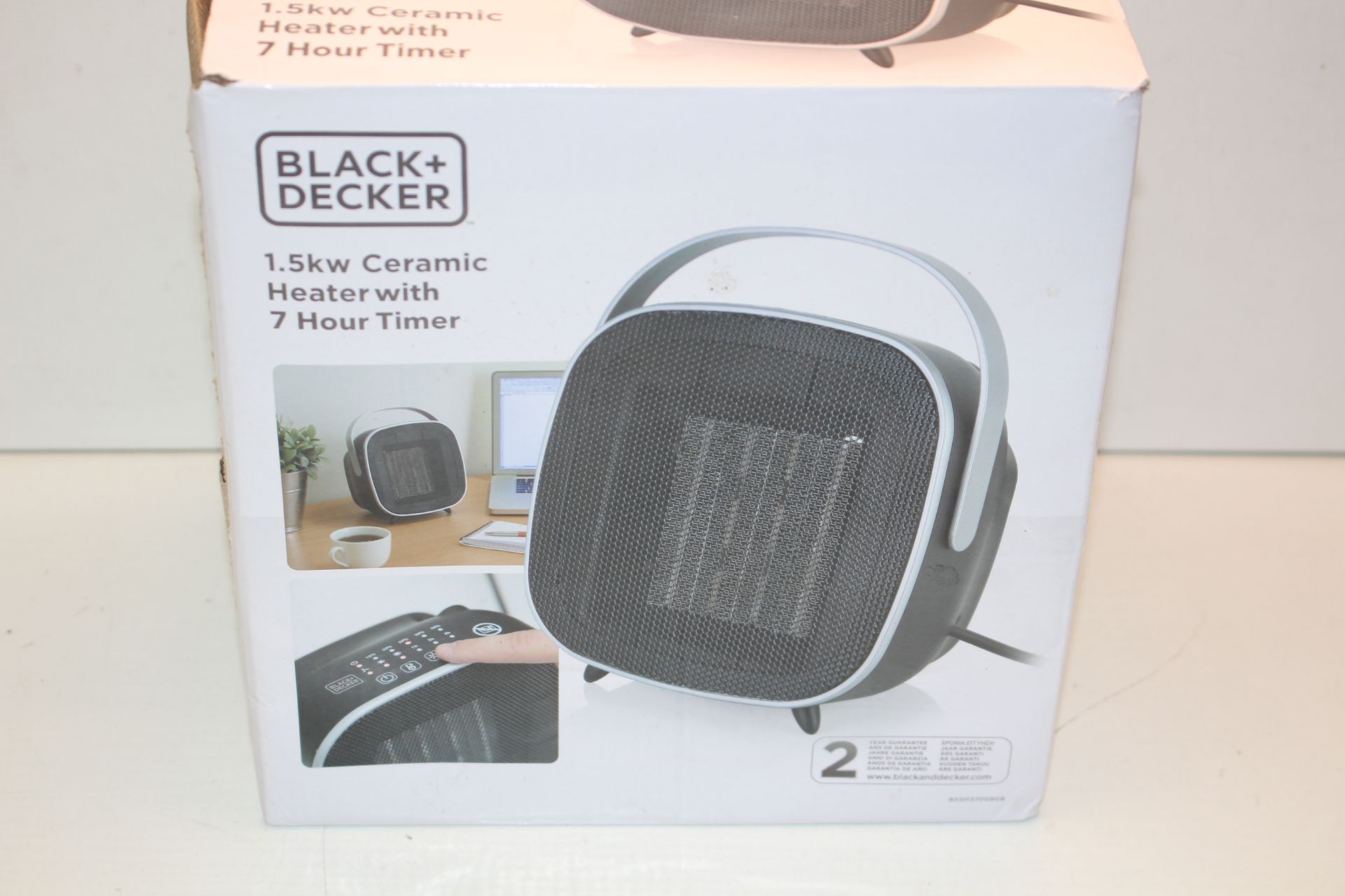 BOXED BLACK + DECKER 1.5KW CERAMIC HEATER WITH 7 HOUR TIMER RRP £34.99Condition ReportAppraisal