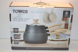 BOXED TOWER SCANDI GREY NON-STICK SAUCEPAN SET RRP £51.52Condition ReportAppraisal Available on