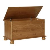 BOXED STAIN LAQUERED PINE BLANKET BOX RRP £85.00Condition ReportAppraisal Available on Request-