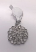 Hexagonal Diamond Pendant set with 12 Diamonds in 9ct White Gold