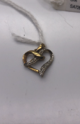 9 carat Yellow and White Gold Diamond Heart Pendant