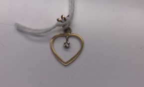 9ct yellow gold heart shaped diamond pendant