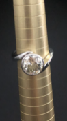 2.35 carat Round Brilliant Diamond Ring set in Platinum Rub Over Mount
