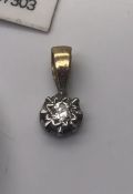 9 carat Yellow and white Gold Diamond Solitaire Pendant Approx .10 Diamonds