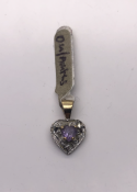 Diamond and Amethyst Pendant, Heart shaped set in 9ct Yellow Gold