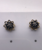 9ct Yellow Gold Diamond and Sapphire Earrings