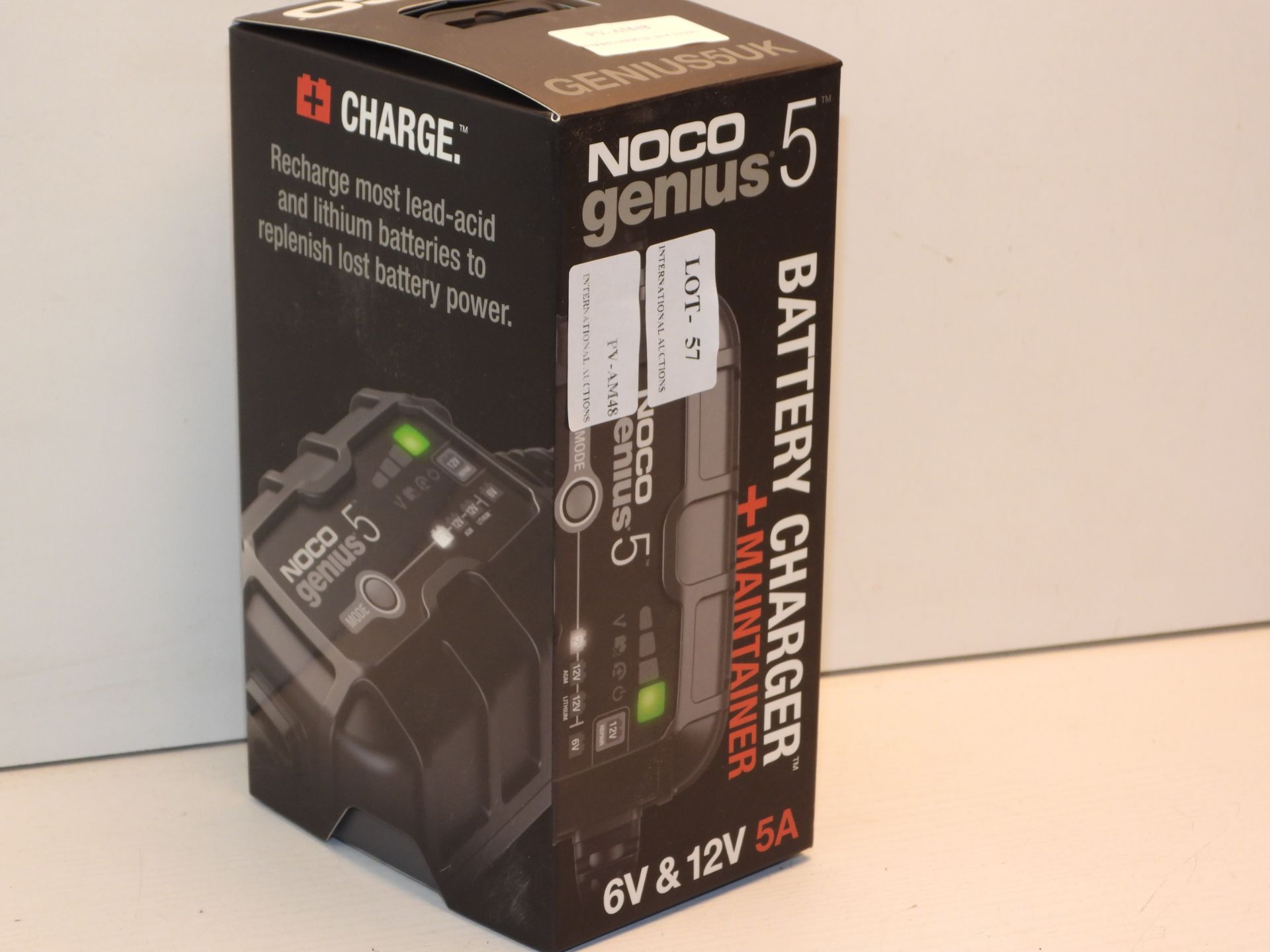 BOXED NOCO GENIUS 5 BATTERY CHARGER & MAINTAINER 6V & 12V 5A RRP £65.99Condition ReportAppraisal