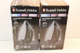 2X BOXED RUSSELL HOBBS POWERSTEAM ULTRA 3100W STEAM IRONS RRP £42.99 EACHCondition ReportAppraisal