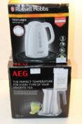 2X ASSORTED BOXED KETTLES BY AEG & RUSSELL HOBBS (IMAGE DEPICTS STOCK)Condition ReportAppraisal