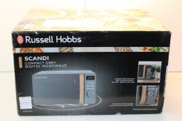 BOXED RUSSELL HOBBS SCANDI COMPACT GREY DIGITAL MICROWAVE MODEL: RHMD714G-N RRP £69.97Condition